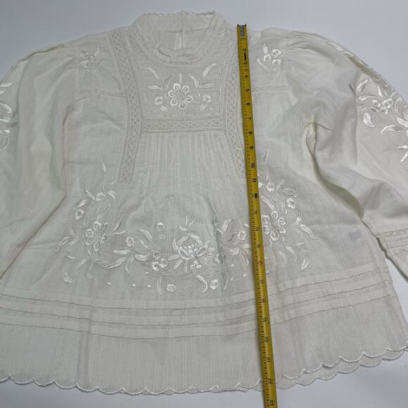 Sundance Delicate Devotion Top Marshmallow Petite Medium PM Embroidered Bohemian - Picture 4 of 7